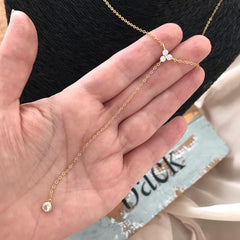 Collar Lariat plata 925 enchapado en oro 18k con puntos de luz en circones