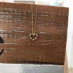 Collar corazón plata 925 detalle puntos  de circón