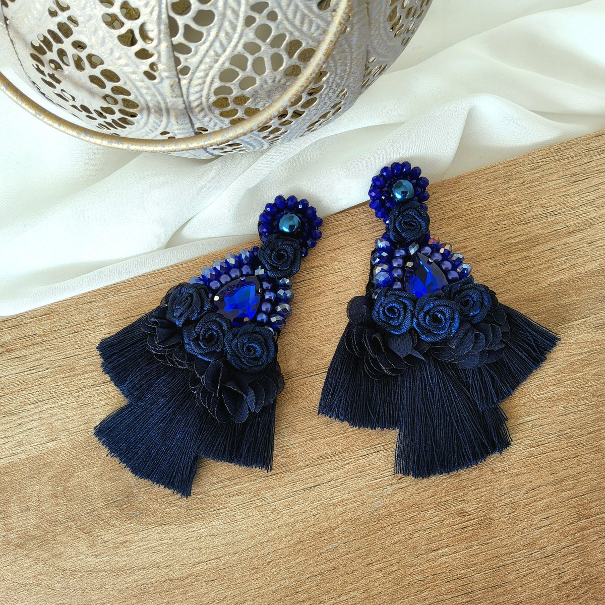 Aretes Arlette azul oscuro