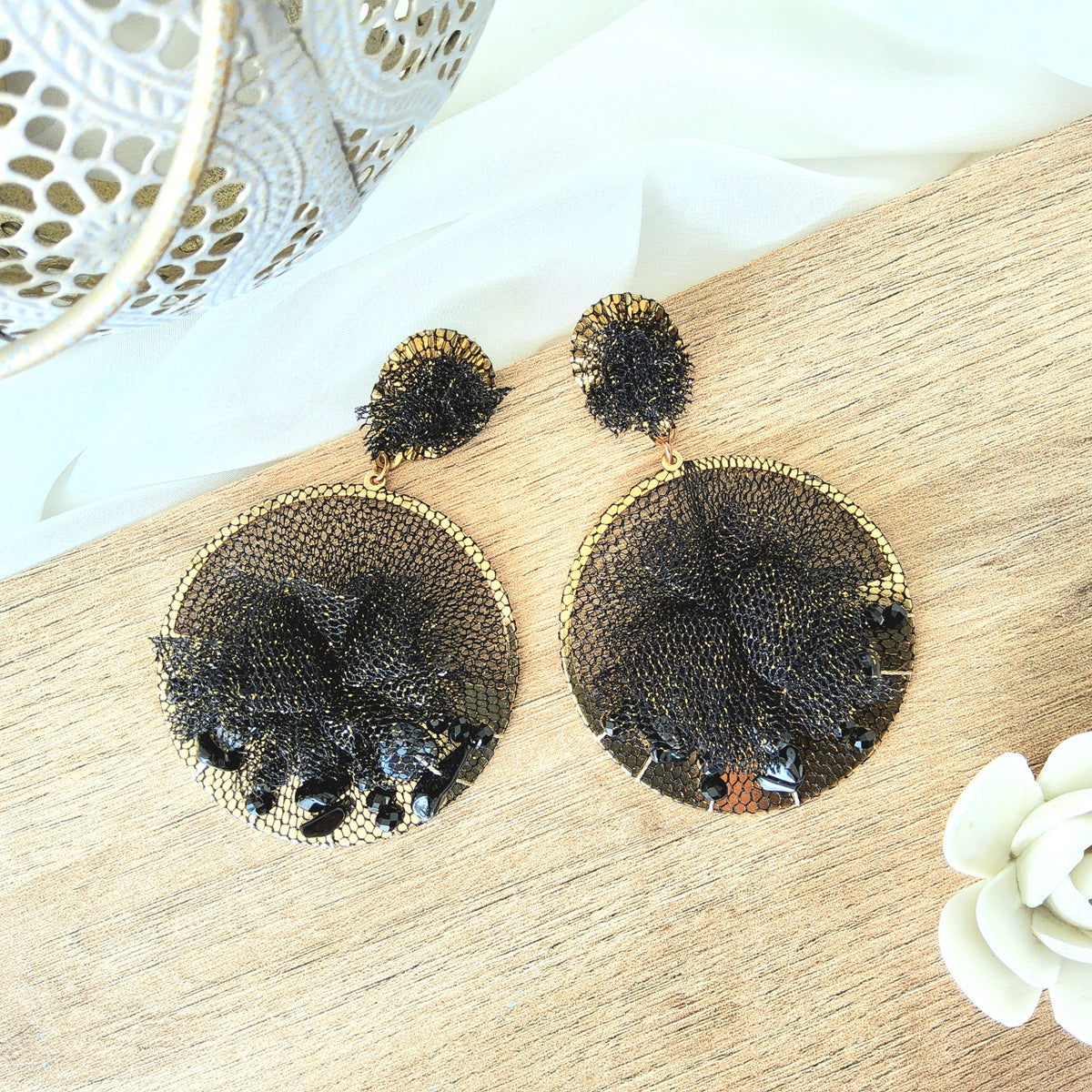 Aretes tutú disco negro