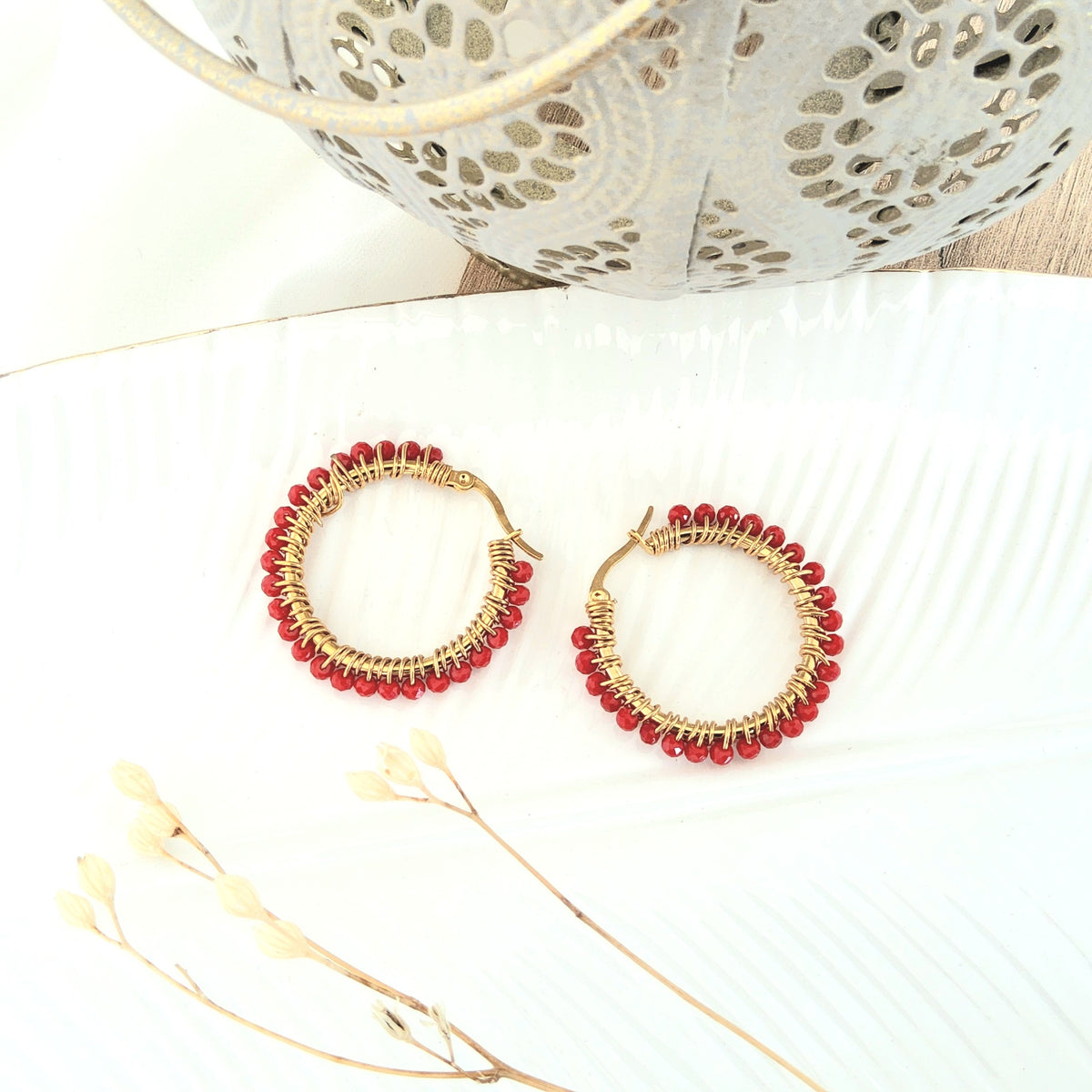 Argolla tejida muranos rojo