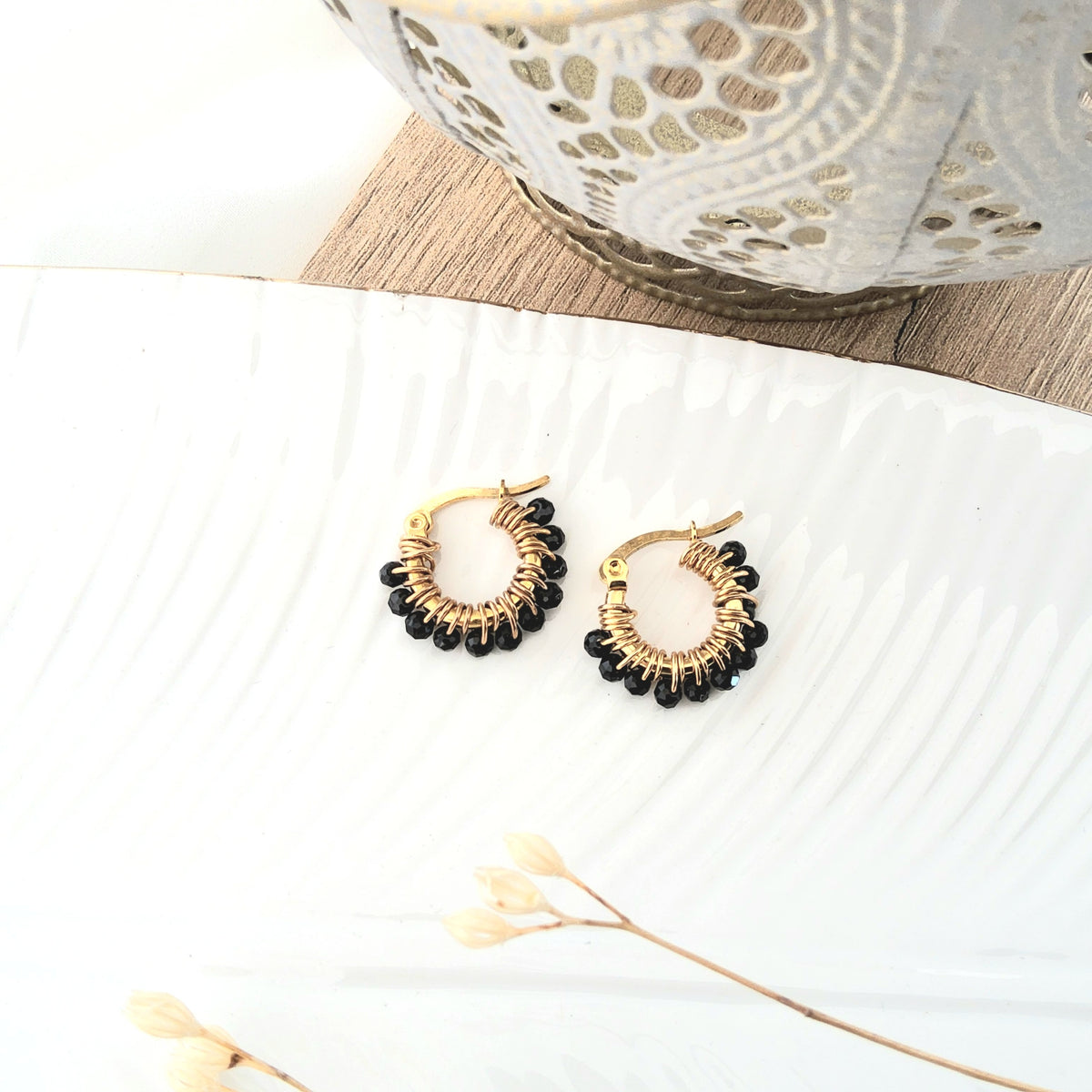 Argolla tejida muranos negro