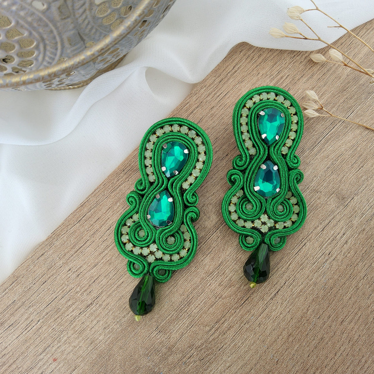 Aretes Malena Soutache verde