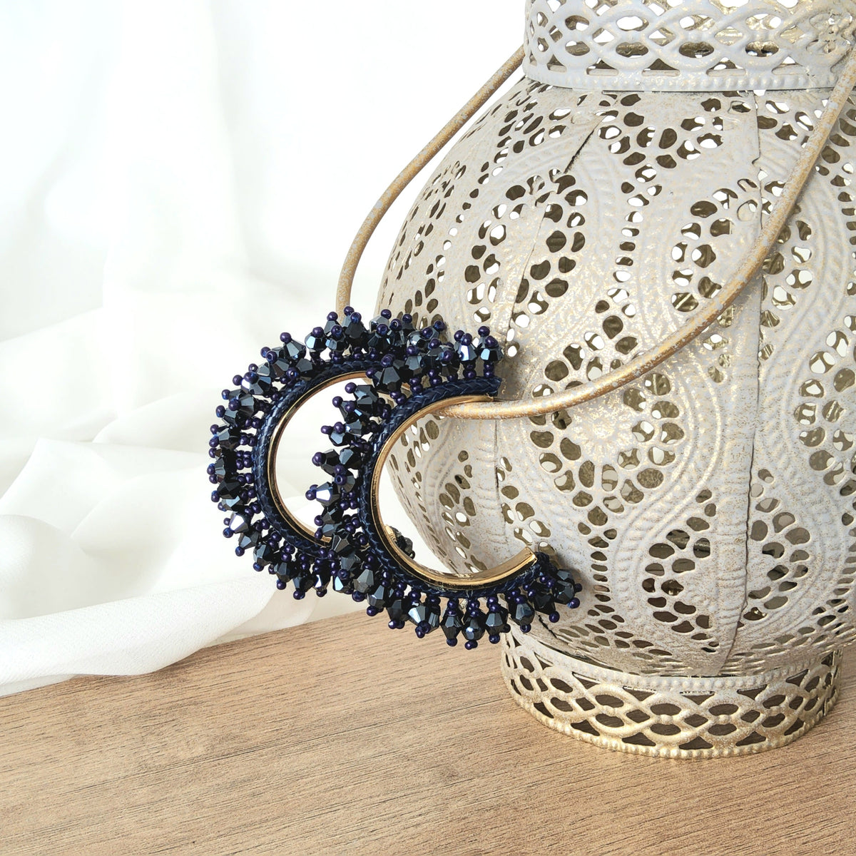 Argollas Bloom plata azul noche