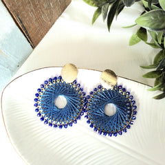 Aretes hilandera azul