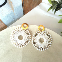 Aretes hilandera blanco