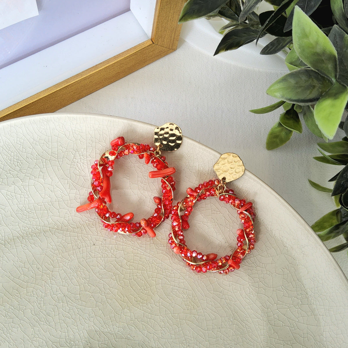 Aretes Coralina rojo