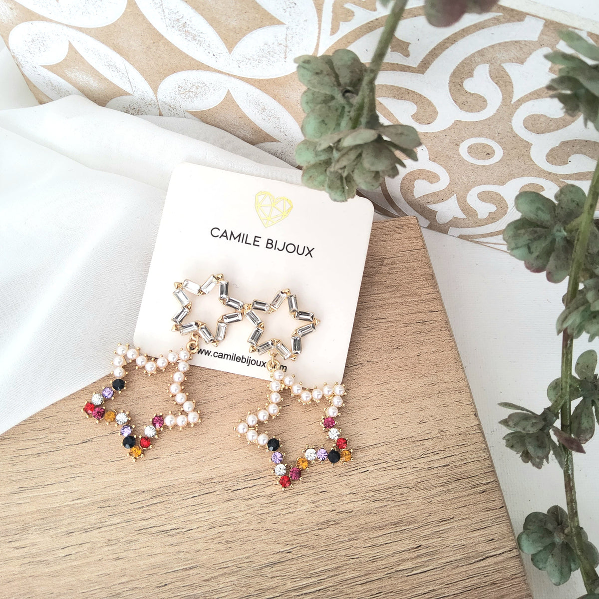 Aretes pearl star cristales