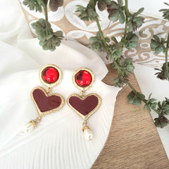Aretes 90´s heart rojo