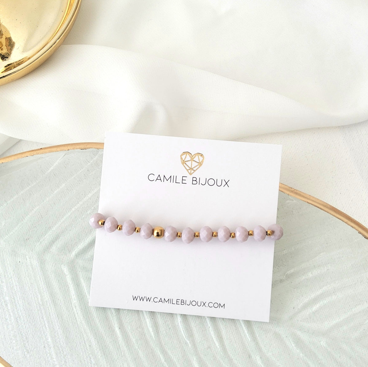 Pulsera de muranos y cuentas de acero color lila