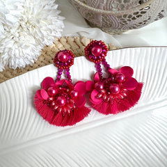Aretes trapecio fucsia