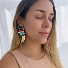 Aretes Loro multicolor