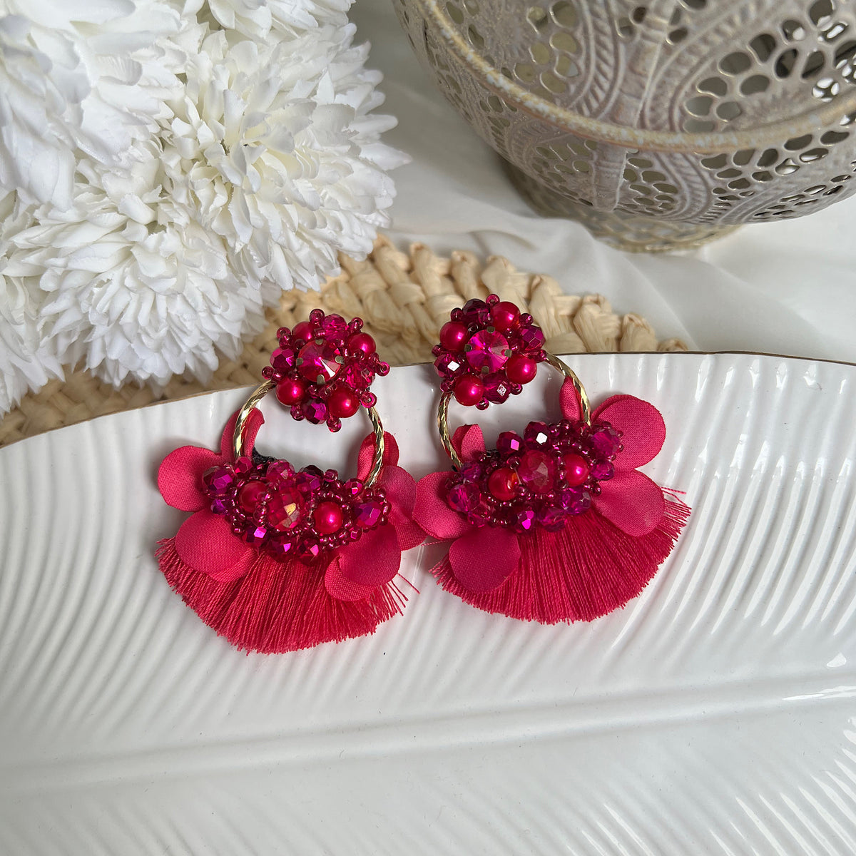 Aretes Dana fucsia