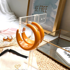 Aretes argollas acrílicas amarillo mostaza