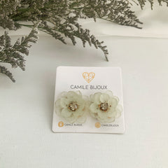 Mini aretes flores beige