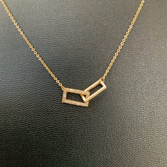 Collar dos rectangulos plata 925 bañado en oro 18k