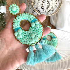 Aretes Magdalena verde agua, menta