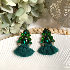 Aretes Lua verde oscuro