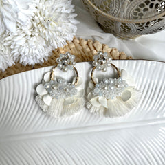 Aretes Dana hueso, marfil, ivory, blanco