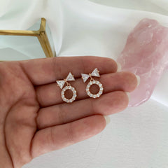 Mini aretes Lazo y círculo rose gold