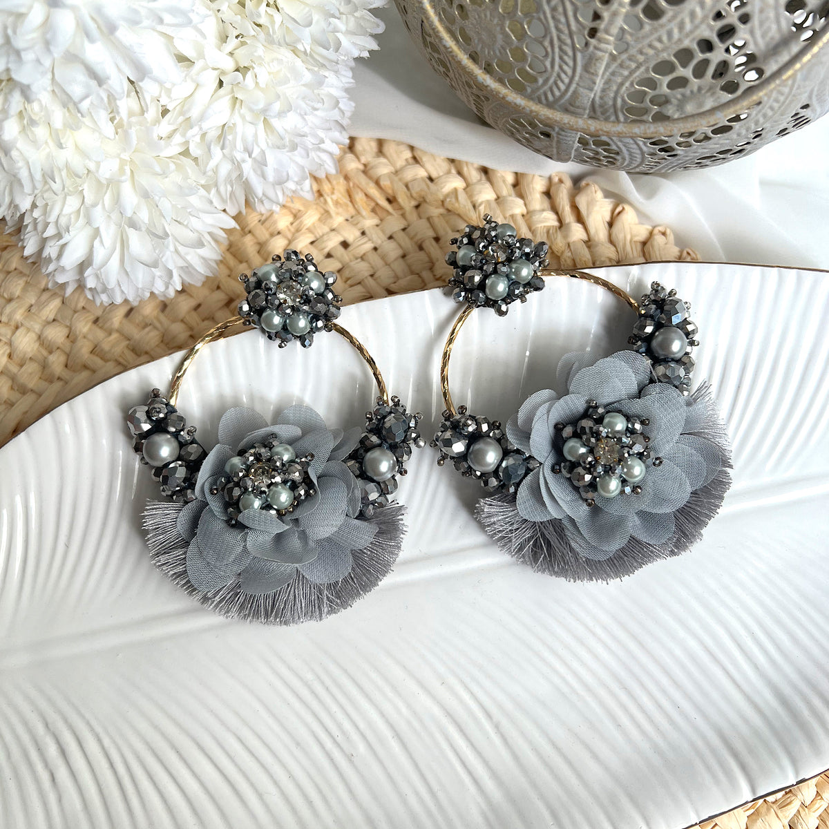 Aretes Rose plateado