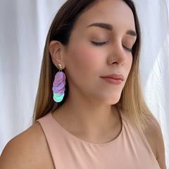 Aretes lentejuelas tornasol lila