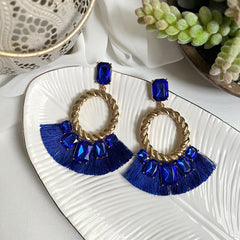 Aretes Romina azul, dorado