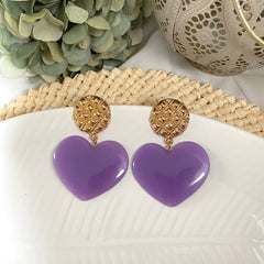 Aretes corazón acrilico lila
