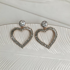 Aretes cristal frame corazón clear
