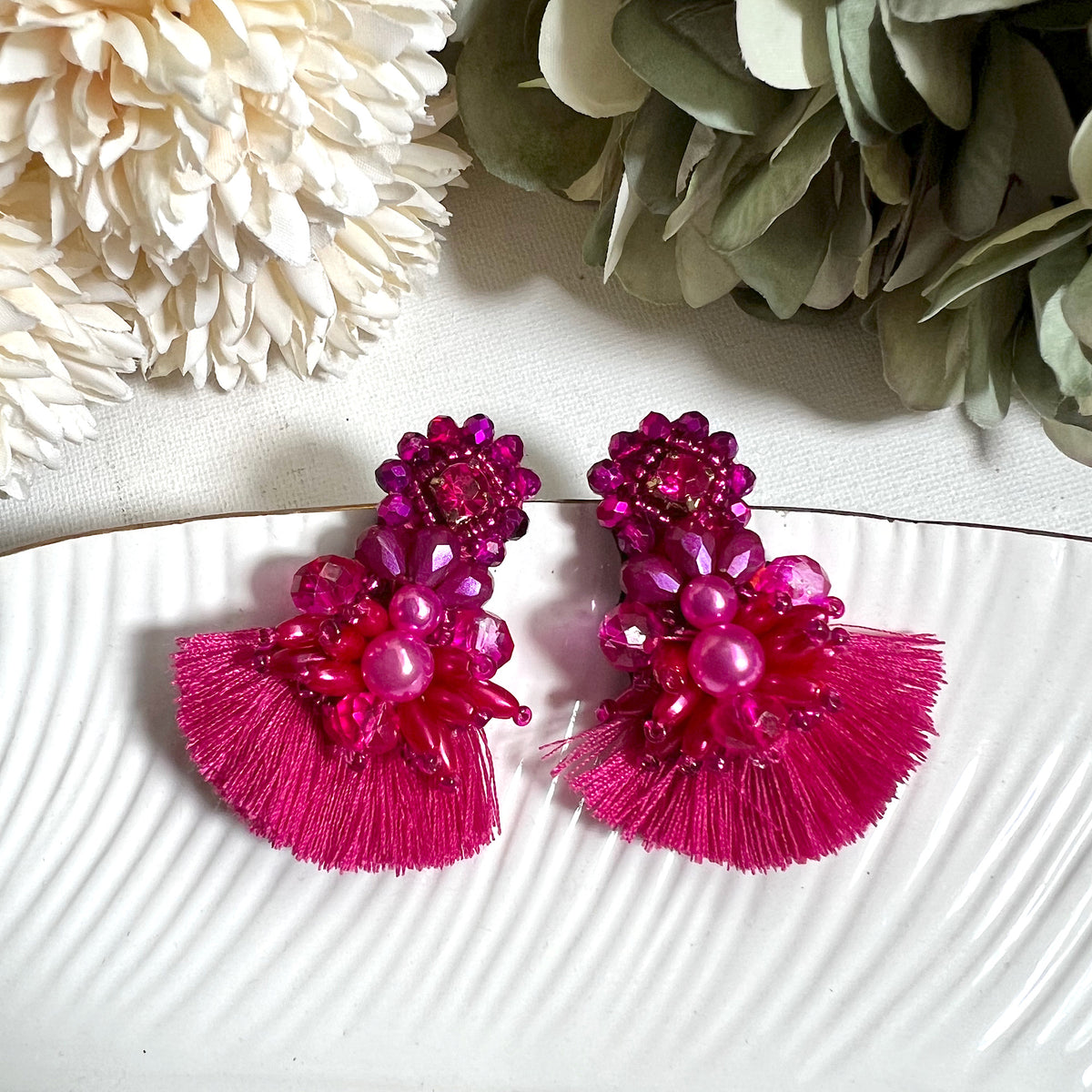 Aretes Frida fucsia