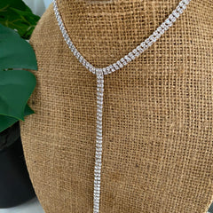 Collar lariat full circones engaste plateado