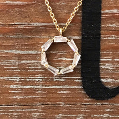 Collar círculo de cristales, plata 925 enchapado en oro 18k