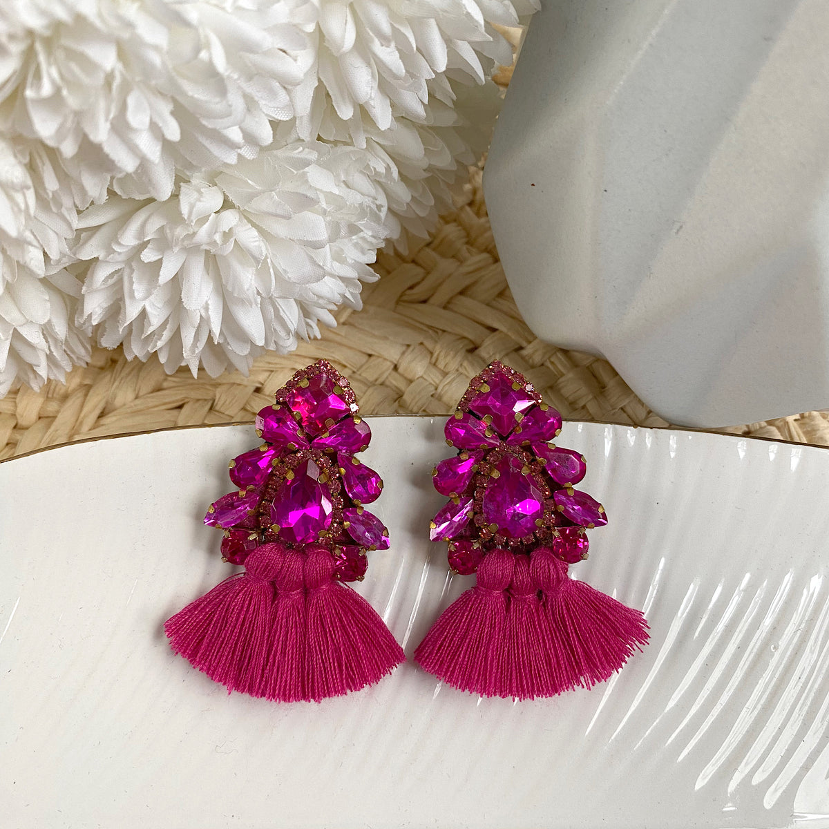 Aretes Lua fucsia
