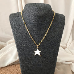 Collar eslabones regulable, dije de estrella blanca enchapado en oro 18K