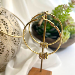 Aretes argollas Elise doradas circonia clear