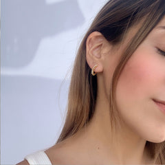 Argollas perlas y púas en plata 925 bañadas en oro 18k