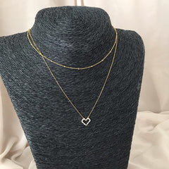 Collar corazón circones baguette plata 925 bañado en oro 18k