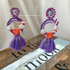 Aretes Vera morado lila naranja