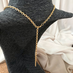 Collar eslabones regulable, dije de estrella blanca enchapado en oro 18K