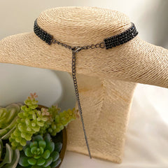 Collar lariat doble caída full circones negros