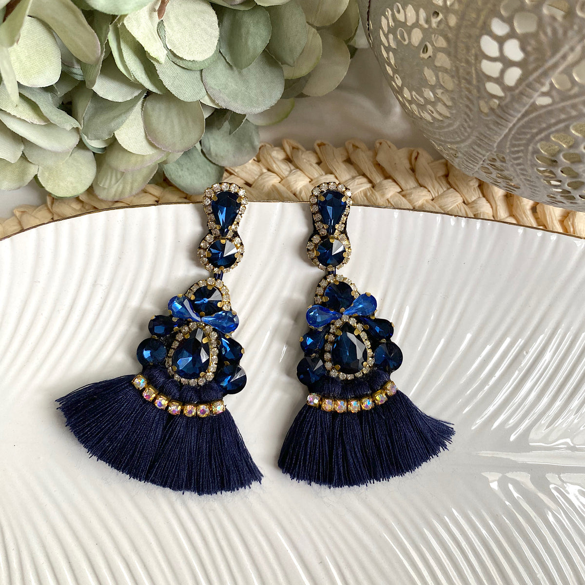 Aretes Maca azul oscuro