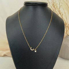 Collar luna brillante en plata 925 bañado en oro 18k