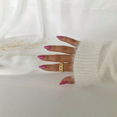 Anillo chunky chain plata 925 bañado en oro 18k