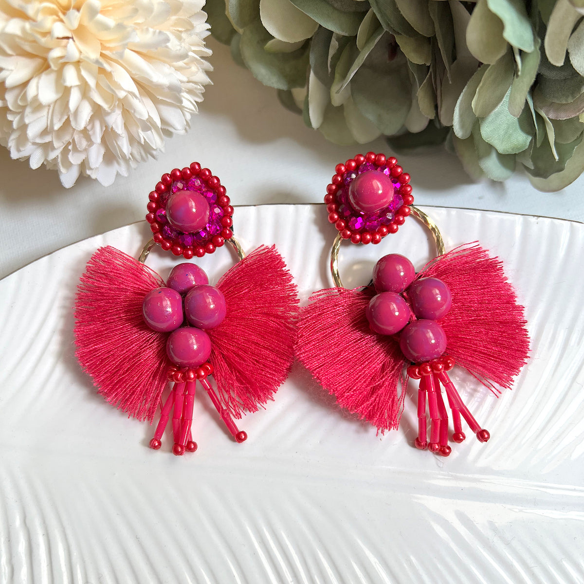 Aretes Isa fucsia mate