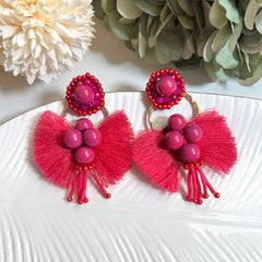 Aretes Isa fucsia mate