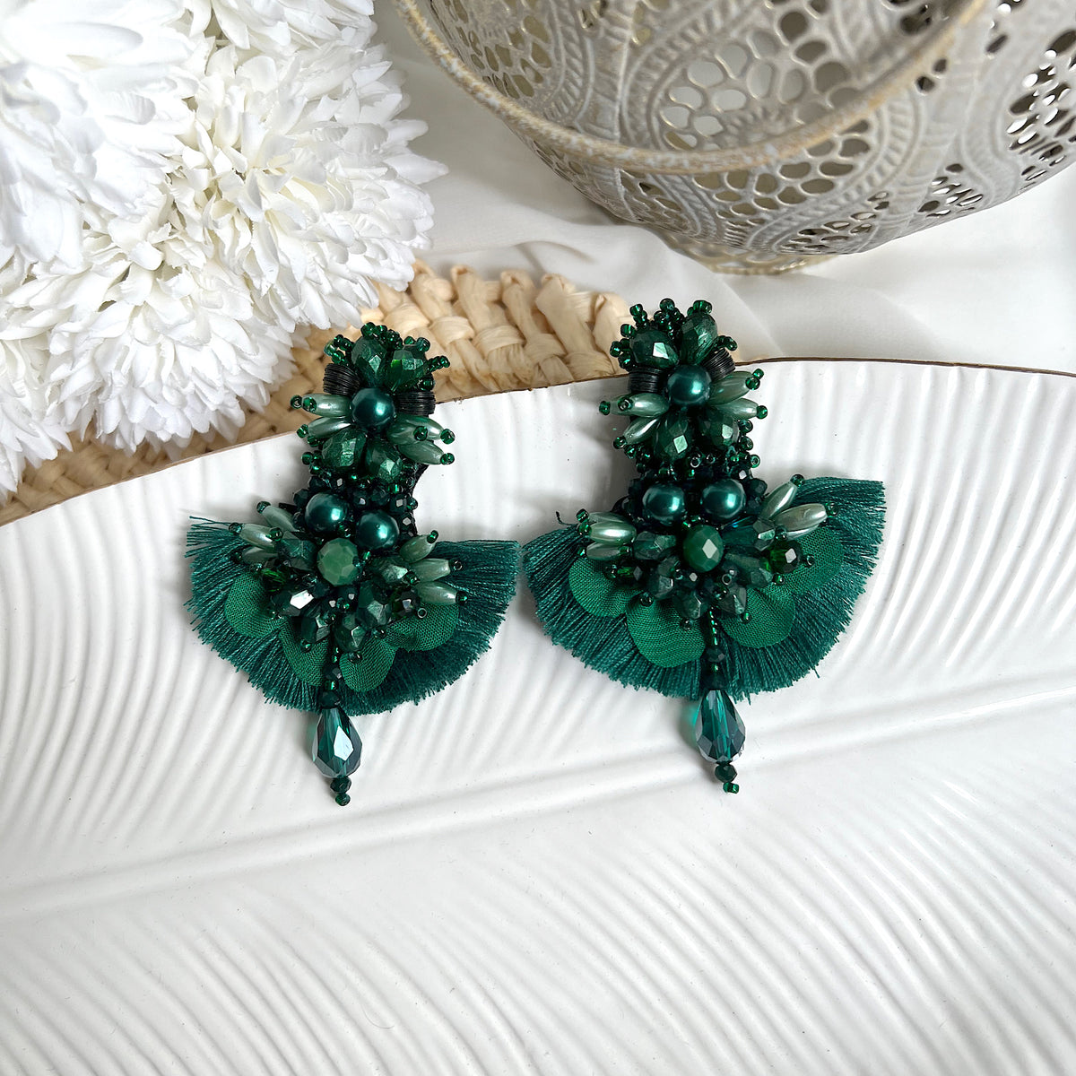 Aretes Arianne verde oscuro