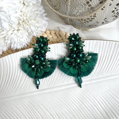 Aretes Arianne verde oscuro