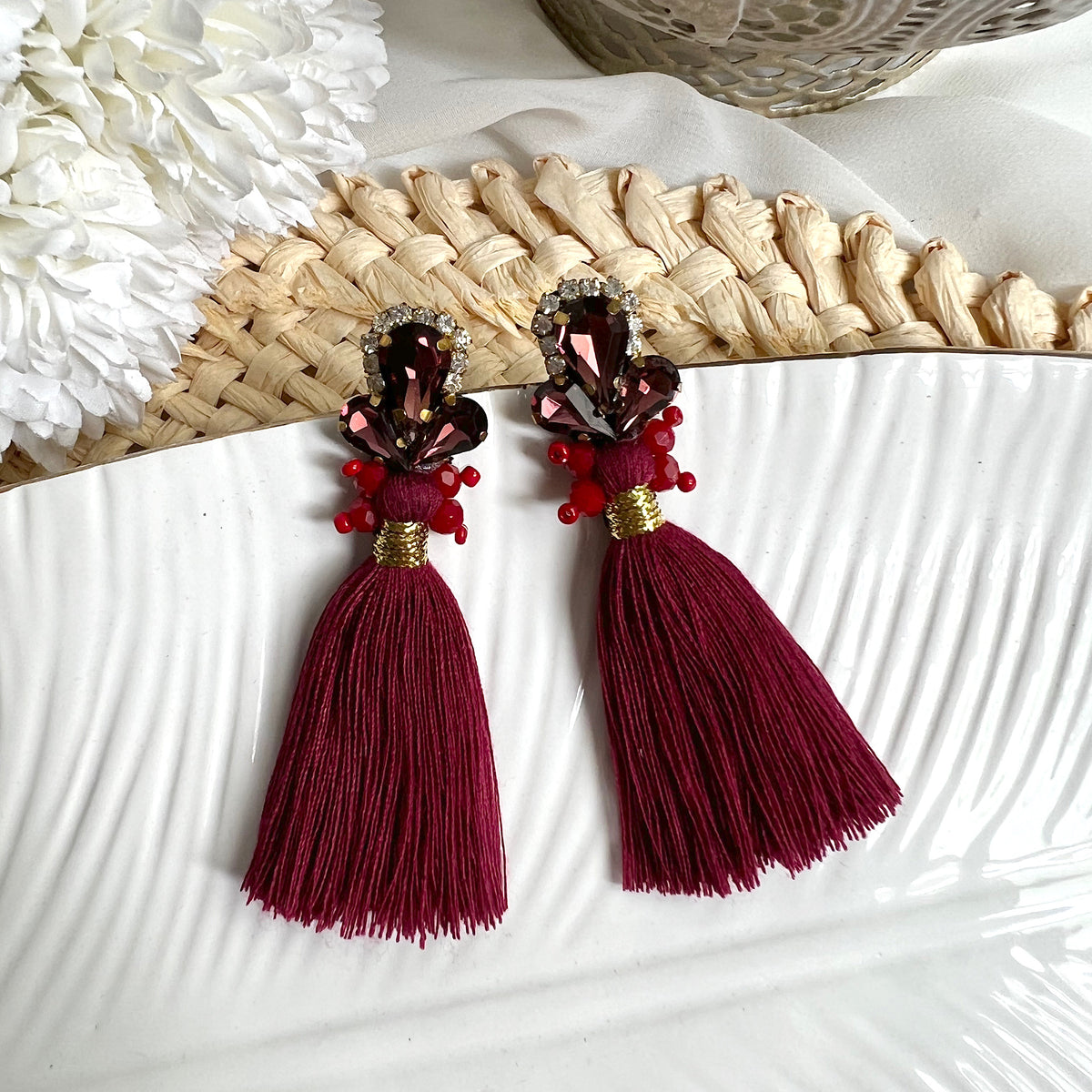Aretes Sophie rojo vino