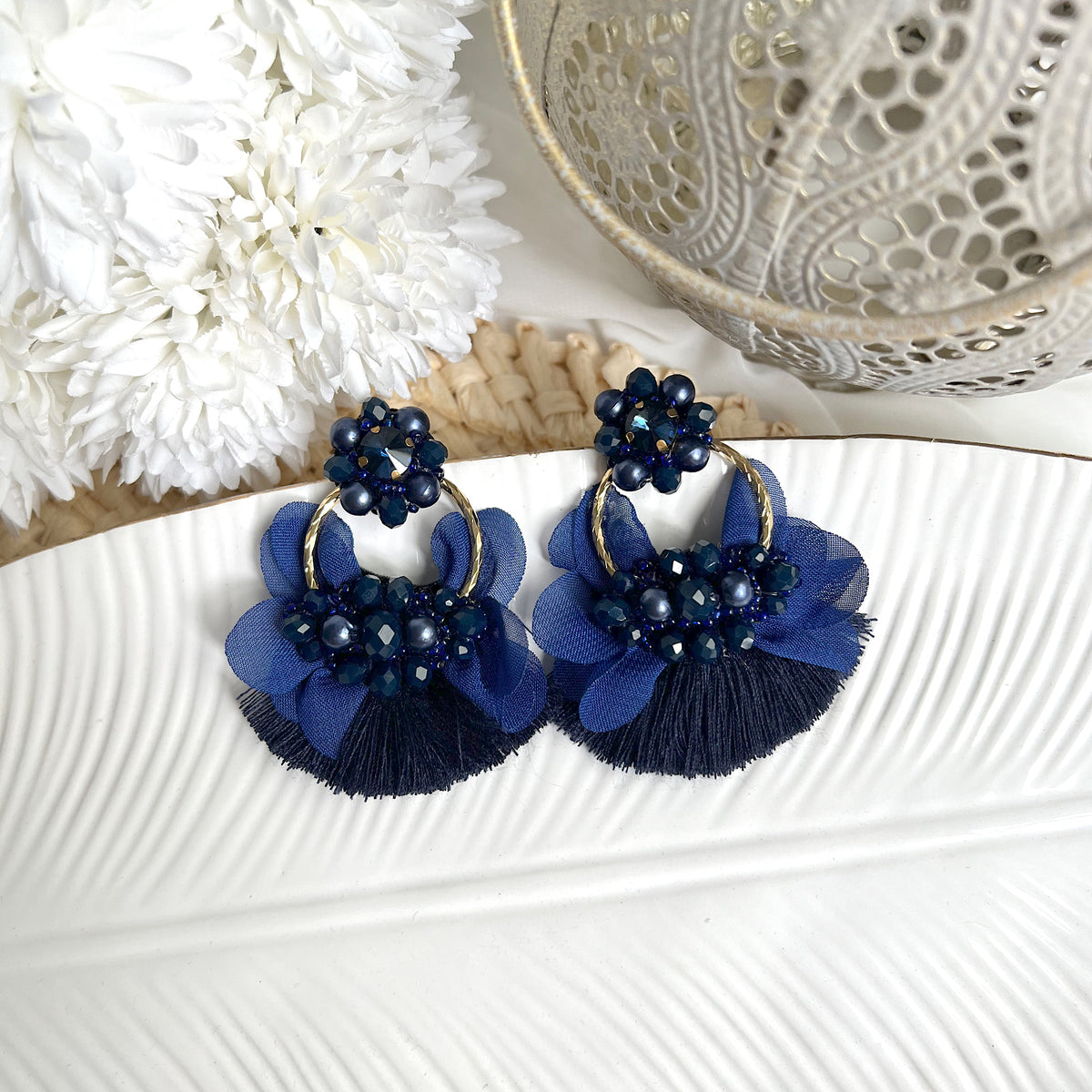 Aretes Dana azul oscuro