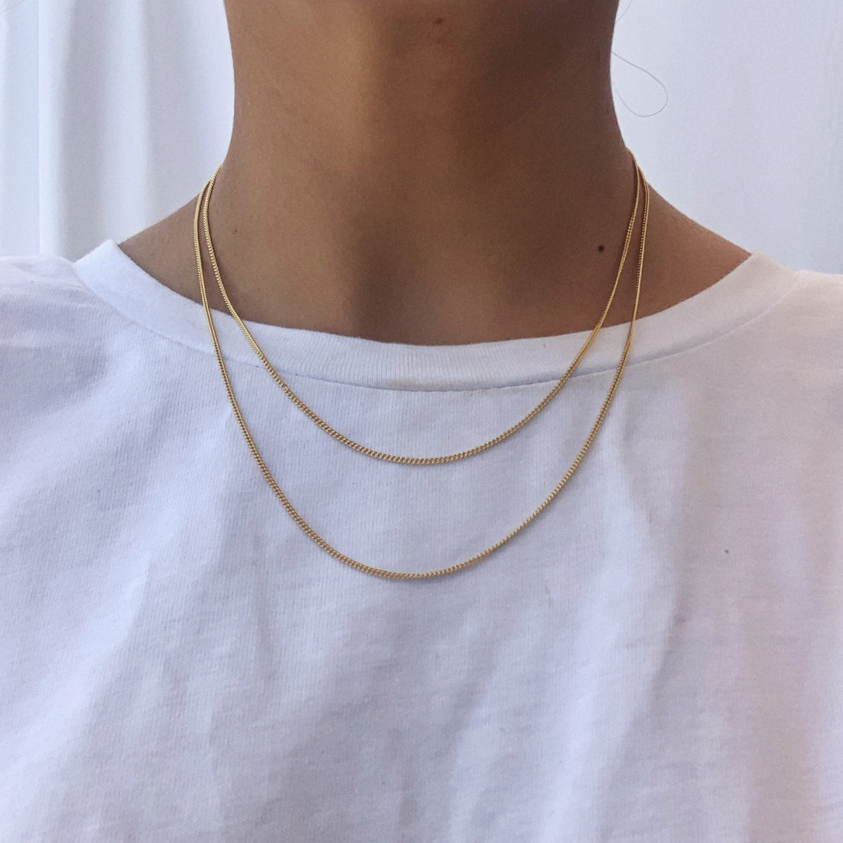 Collar basic doble caída plata 925 bañado en oro 18k